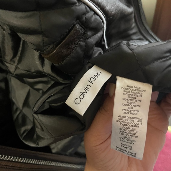 New Calvin Klein Mens Moto Leather Jacket - Picture 10 of 10